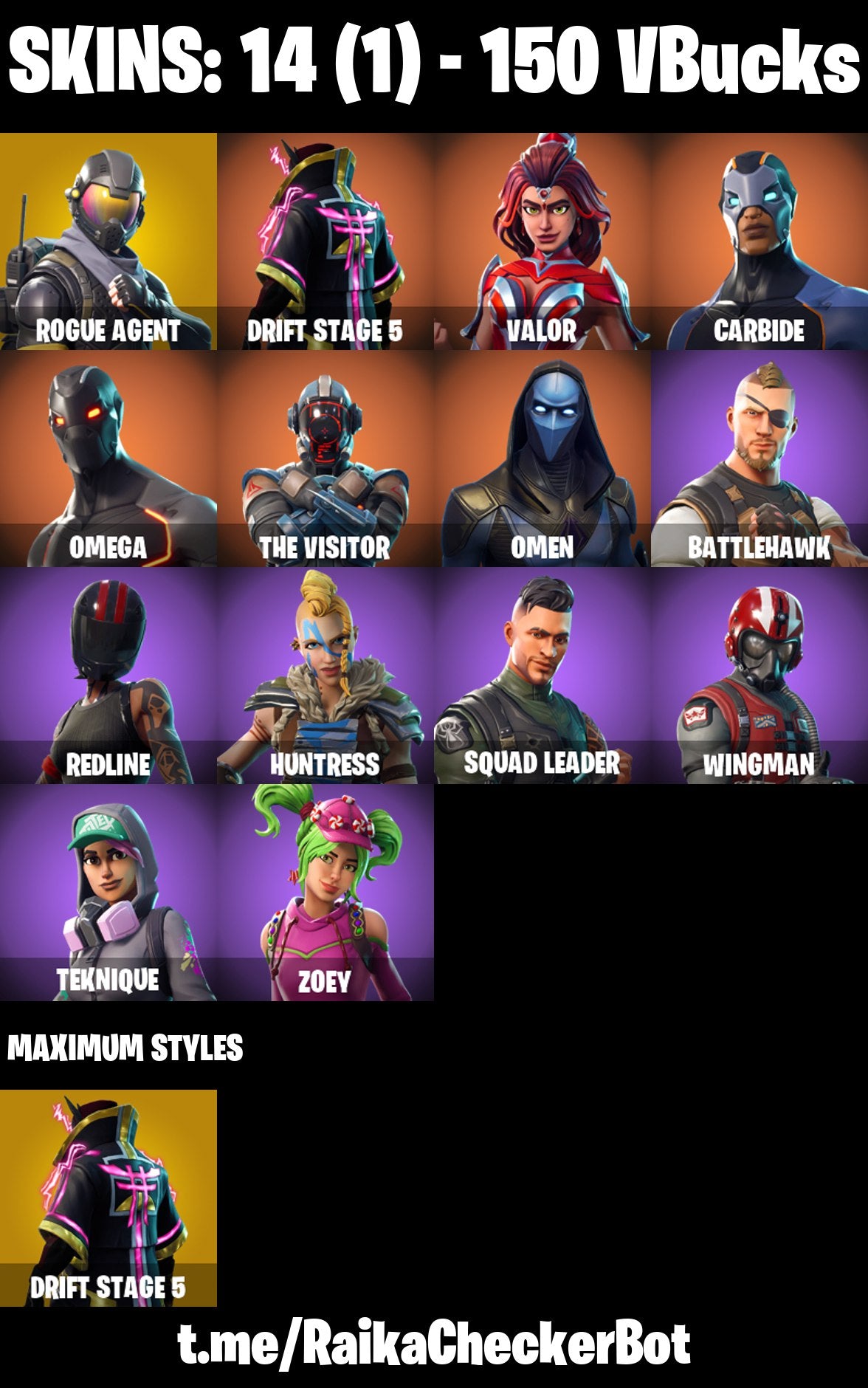 Fortnite OG Account - 14 Skins | Rogue Agent | Valor | Carbide