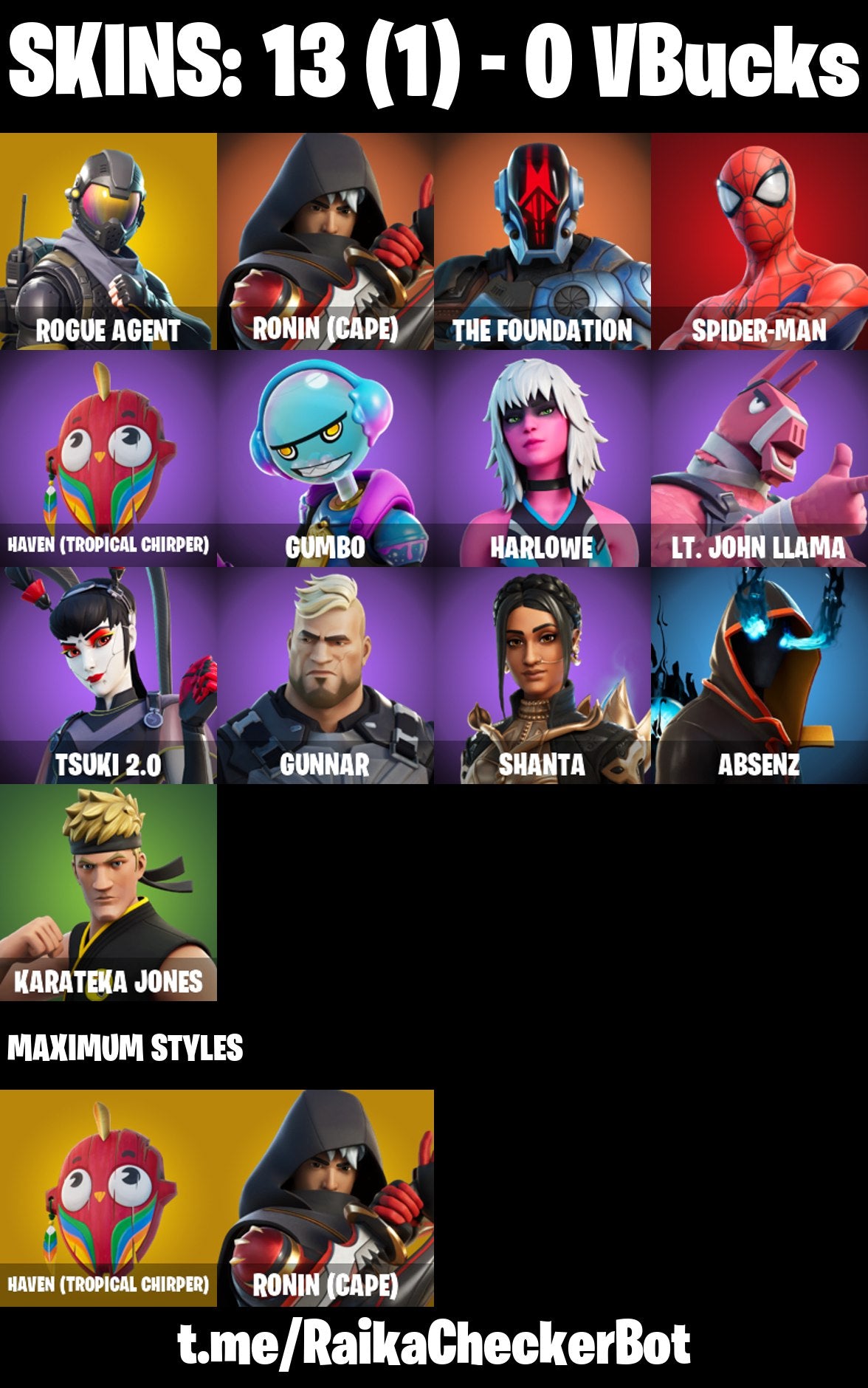 Fortnite OG Account - 13 Skins | Rogue Agent | Ronin | The Foundation