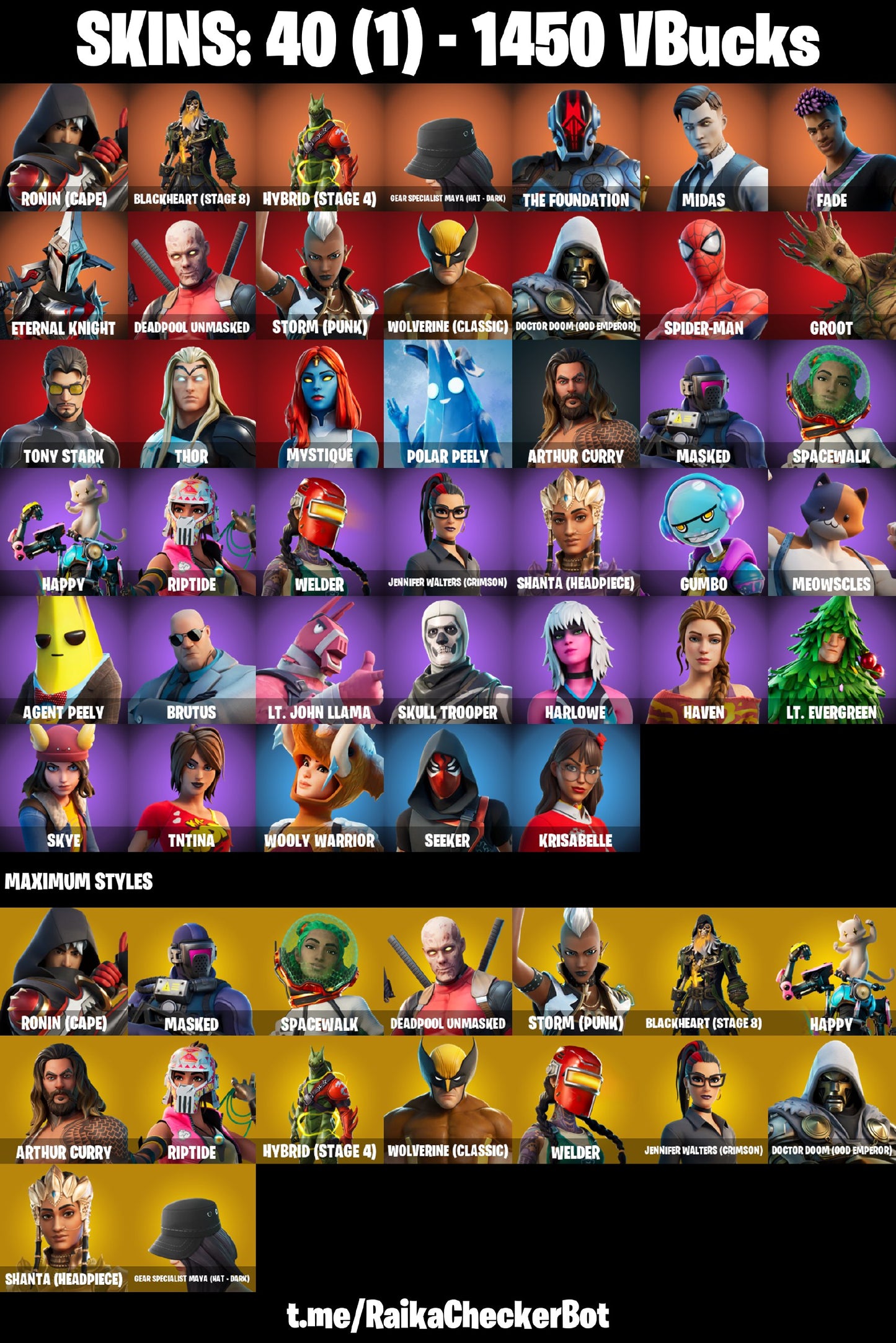 Fortnite OG Account - 40 Skins | Blackheart | Hybrid | Midas