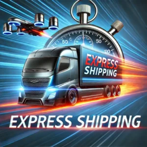 Time symbol for express delivery by truck and drone