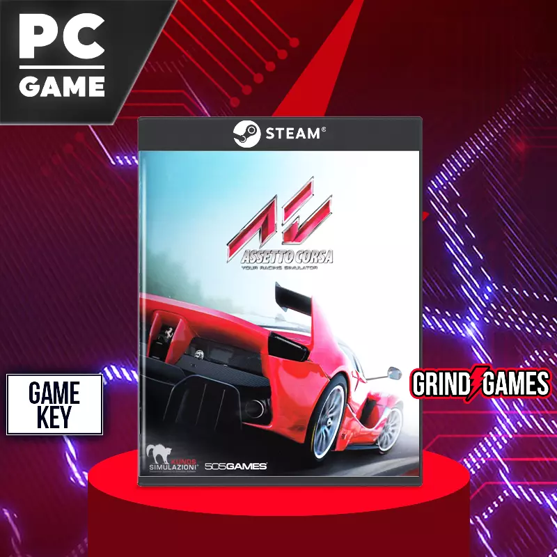 Assetto Corsa PC-Spielcover mit rotem Auto