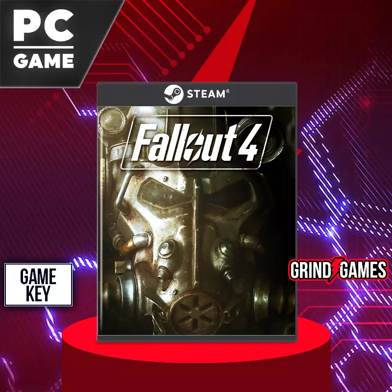 Fallout 4 PC-Spielcover auf rotem Hintergrund