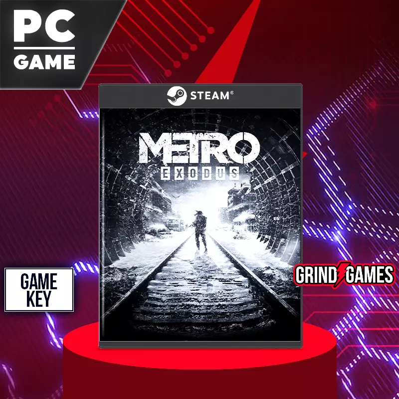 Metro Exodus PC-Spielcover auf rotem Podest