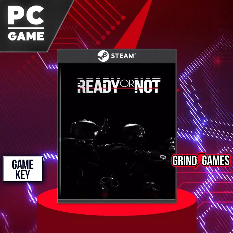 PC-Spiel Ready or Not Cover auf rotem Hintergrund.