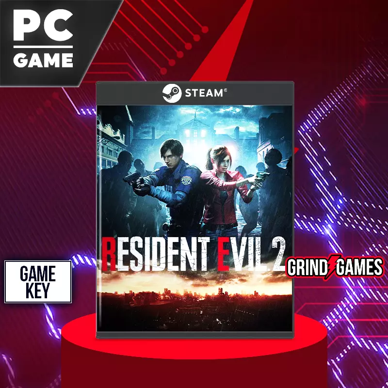 Resident Evil 2 PC-Version Grafik auf rotem Hintergrund