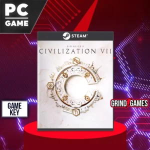 PC game Civilization VII Steam Key on a red background.