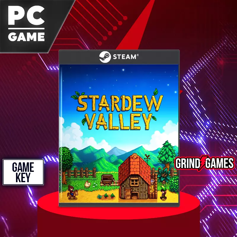 Stardew Valley PC-Spielbox auf rotem Podest