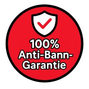 Rotes Abzeichen, 100% Anti-Bann-Garantie.