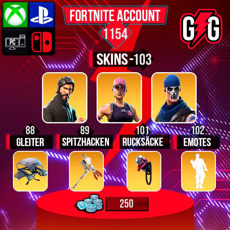 Fortnite OG Account – 103 Skins | The Reaper | Rose Team Leader | Warpaint