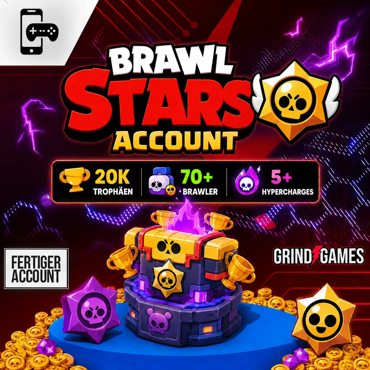Brawl Stars Account mit 20.000 Trophäen, fertig zum Spielen