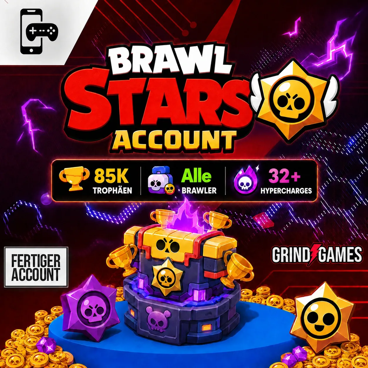 Brawl Stars Elite Account mit 85.000 Trophäen