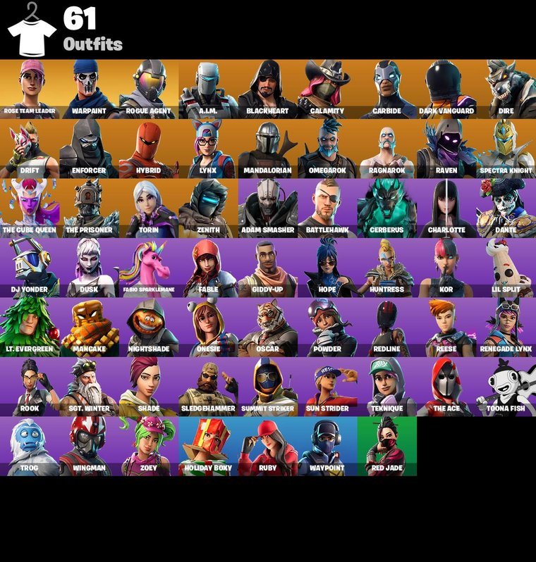 Resumen de skins – Fortnite OG Account – 61 Skins | Rose Team Leader | Warpaint | Rogue Agent