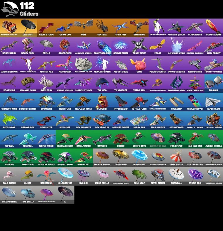 Resumen de planeadores – Fortnite OG Account – 122 Skins | IKONIK | Midas | Brutus