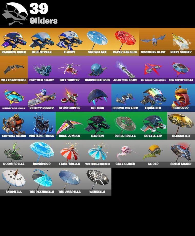 Panoramica dei deltaplani – Fortnite OG Account – 30 Skins | The Reaper | Elite Agent | Rogue Agent
