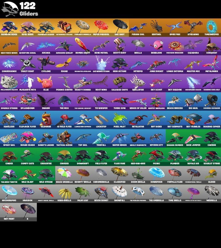 Resumen de planeadores – Fortnite OG Account – 135 Skins | The Reaper | Omega | Rose Team Leader