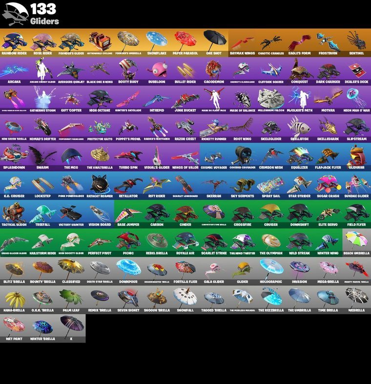 Resumen de planeadores – Fortnite OG Account – 126 Skins | The Reaper | Omega | Rose Team Leader