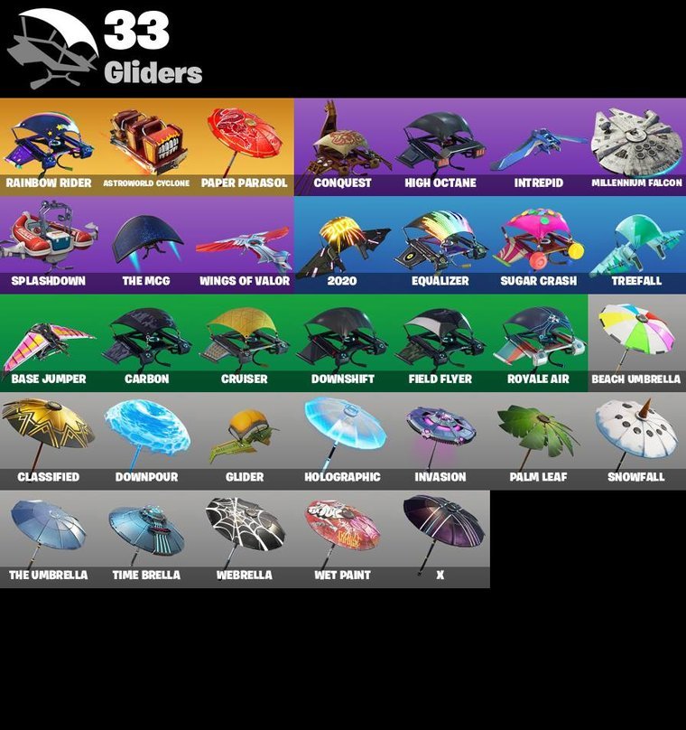 Aperçu des planeurs – Fortnite OG Account – 47 Skins | The Reaper | Omega | Elite Agent