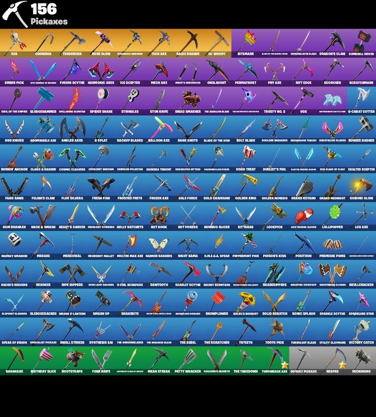 Pickaxes overview – Fortnite OG Account – 145 Skins | The Reaper | Omega | Rose Team Leader
