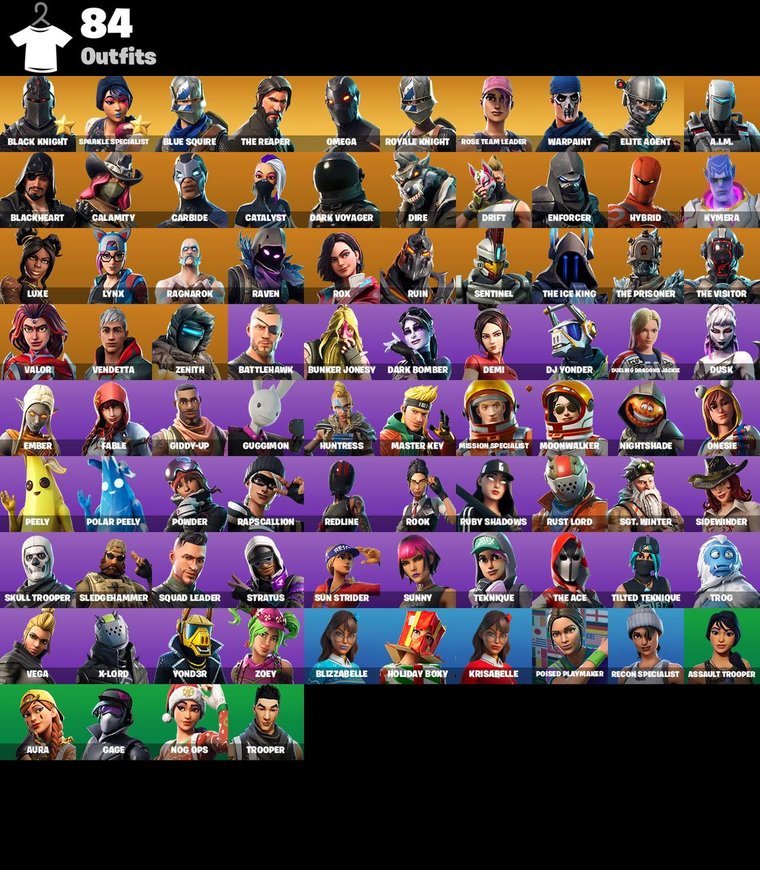 Skins-Übersicht – Fortnite OG Account – 84 Skins | Black Knight | Sparkle Specialist | Blue Squire