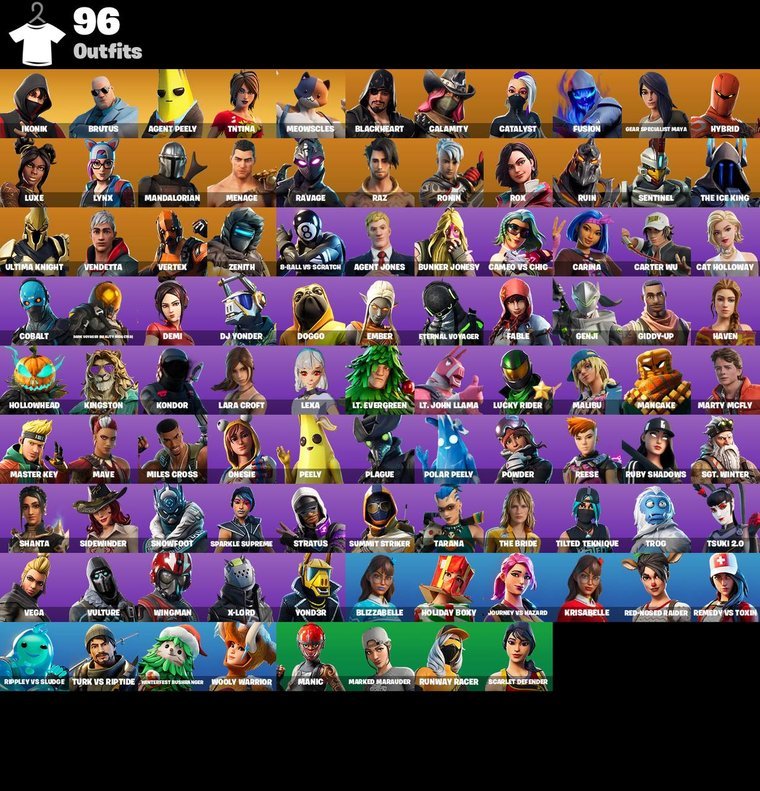 Conta Fortnite OG – 96 skins | IKONIK | Brutus | Agent Peely