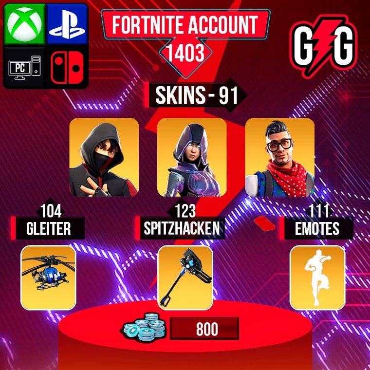 Fortnite OG Account – 91 Skins | IKONIK | Glow | Prodigy