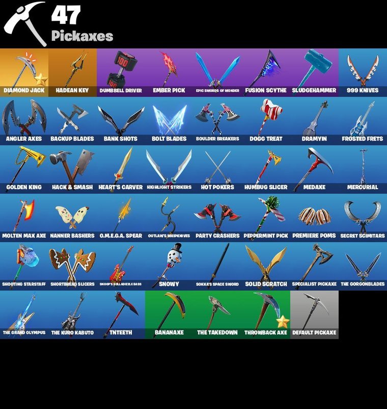 Panoramica dei picconi – Fortnite OG Account – 31 Skins | Travis Scott | Midas | Brutus