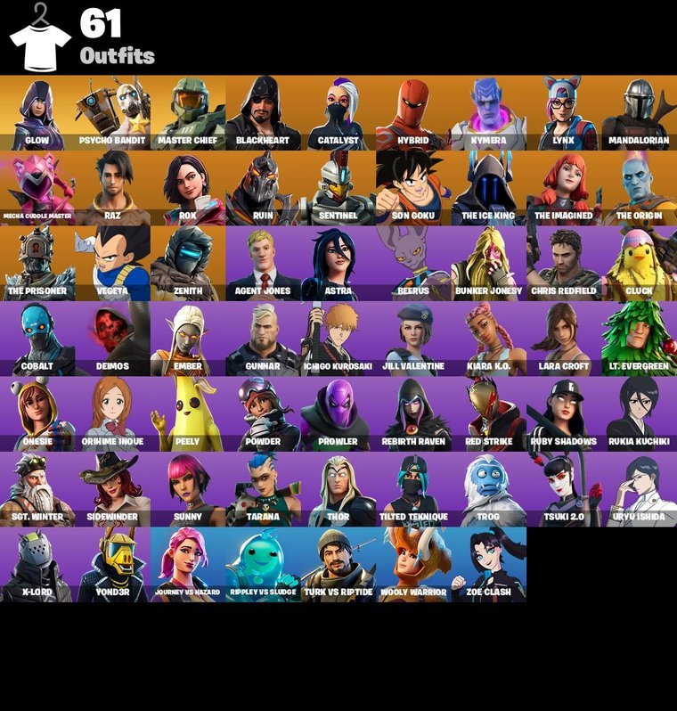 Resumen de skins – Fortnite OG Account – 61 Skins | Glow | Psycho Bandit | Master Chief