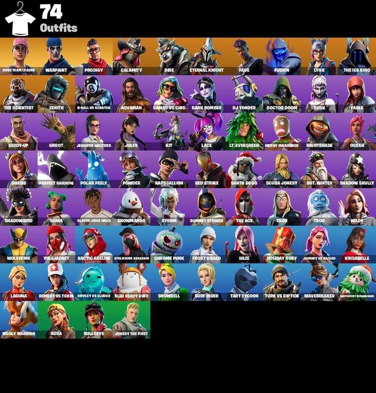 Fortnite OG Account – 74 Skins | Rose Team Leader | Warpaint | Prodigy