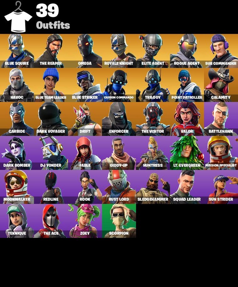 Skins-Übersicht – Fortnite OG Account – 39 Skins | Blue Squire | The Reaper | Omega