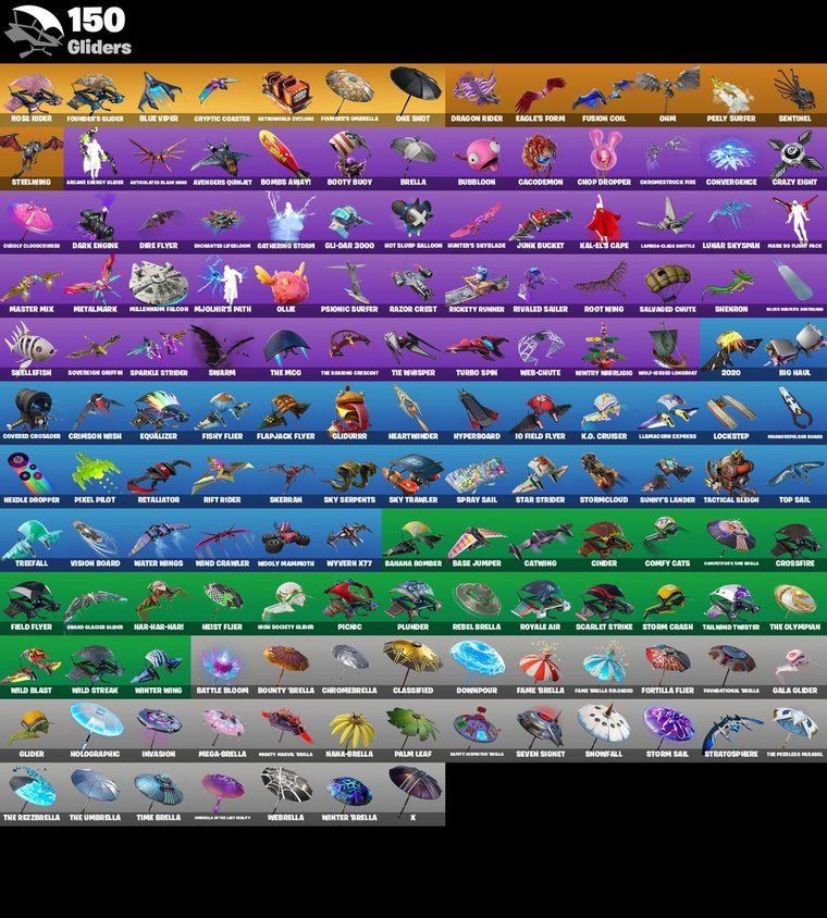 Resumen de planeadores – Fortnite OG Account – 147 Skins | Rose Team Leader | Warpaint | Midas