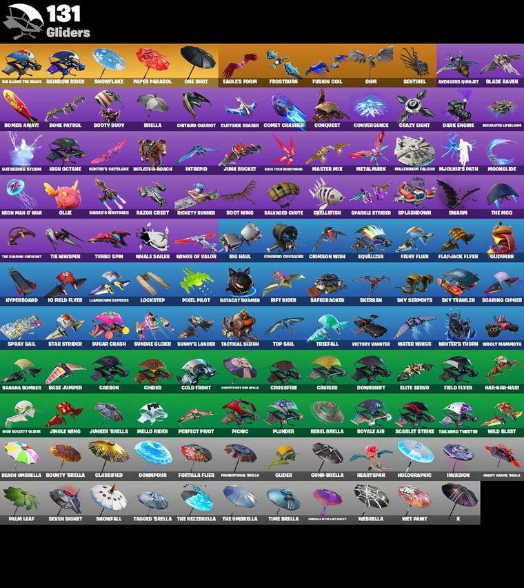 Resumen de planeadores – Fortnite OG Account – 172 Skins | The Reaper | Omega | Midas