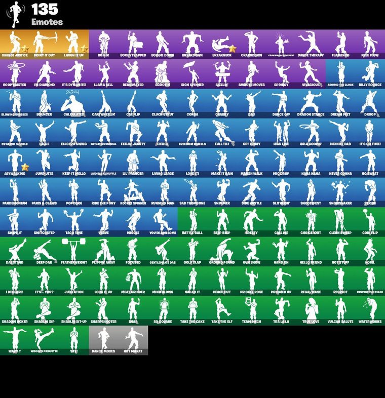 Emotes overview – Fortnite OG Account – 167 Skins | Rose Team Leader | Warpaint | Midas