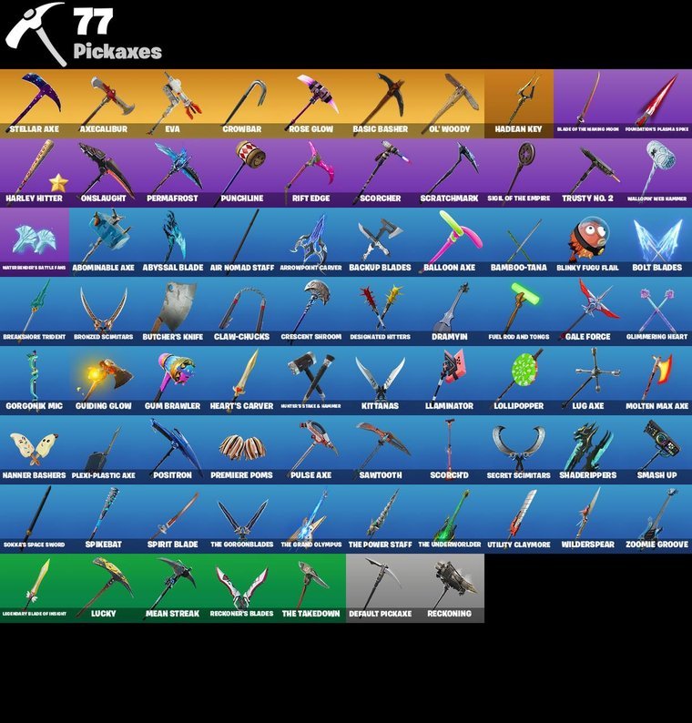 Pickaxes overview – Fortnite OG Account – 68 Skins | Galaxy | Blue Squire | The Reaper
