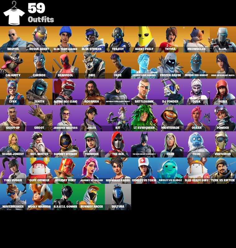 Aperçu des skins – Fortnite OG Account – 59 Skins | Brutus | Rogue Agent | Blue Team Leader