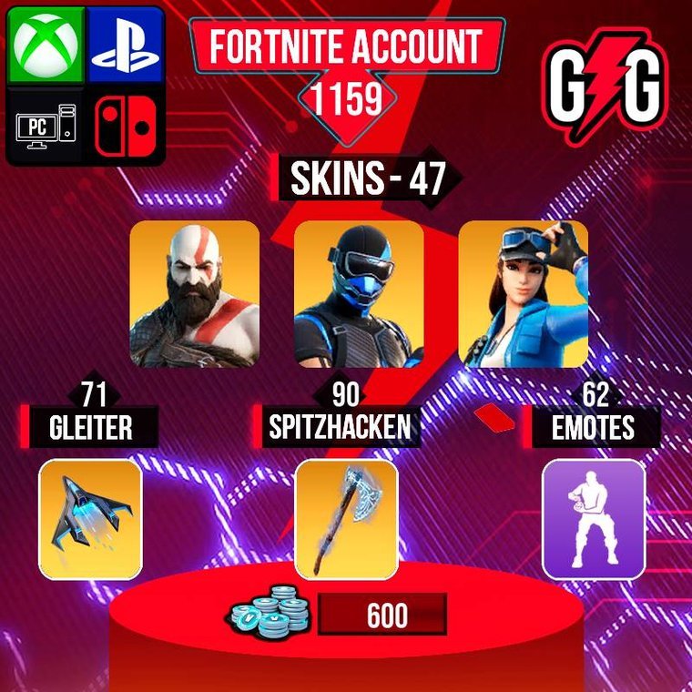 Fortnite OG Account – 47 Skins | Kratos | Fixer | Cloud Striker