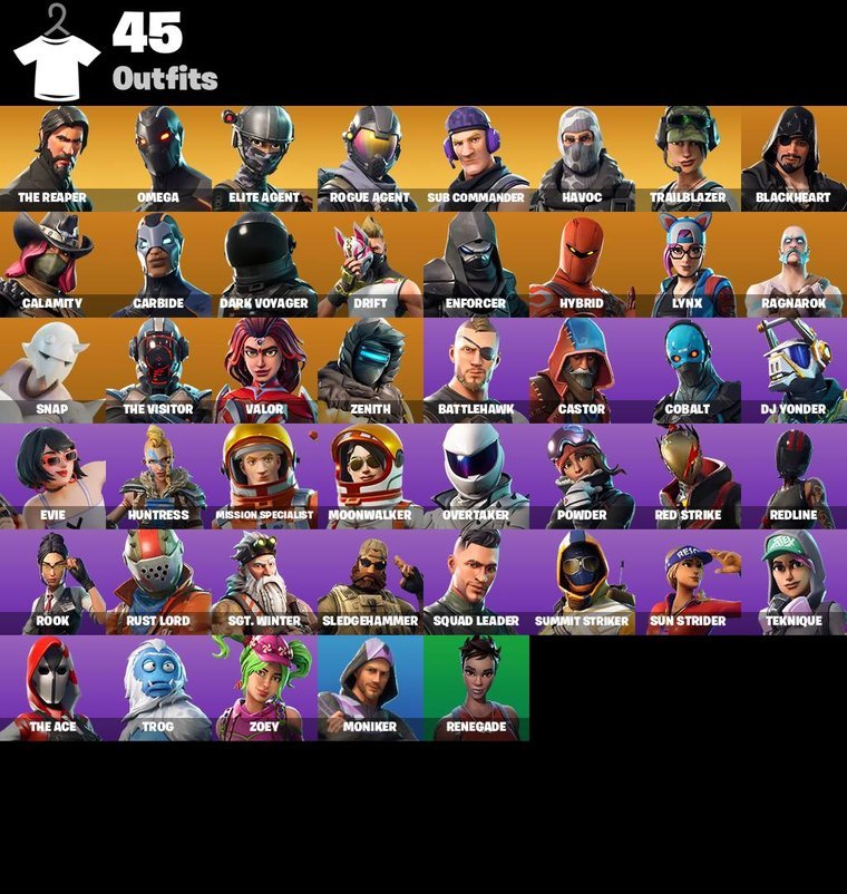 Resumen de skins – Fortnite OG Account – 45 Skins | The Reaper | Omega | Elite Agent
