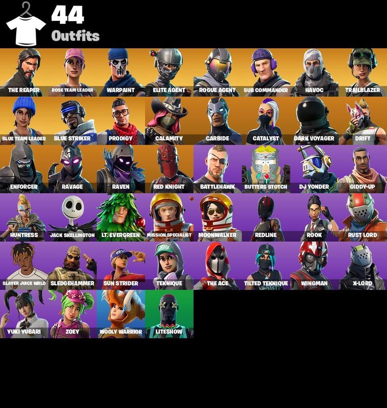 Fortnite OG Account – 44 Skins | The Reaper | Rose Team Leader | Warpaint