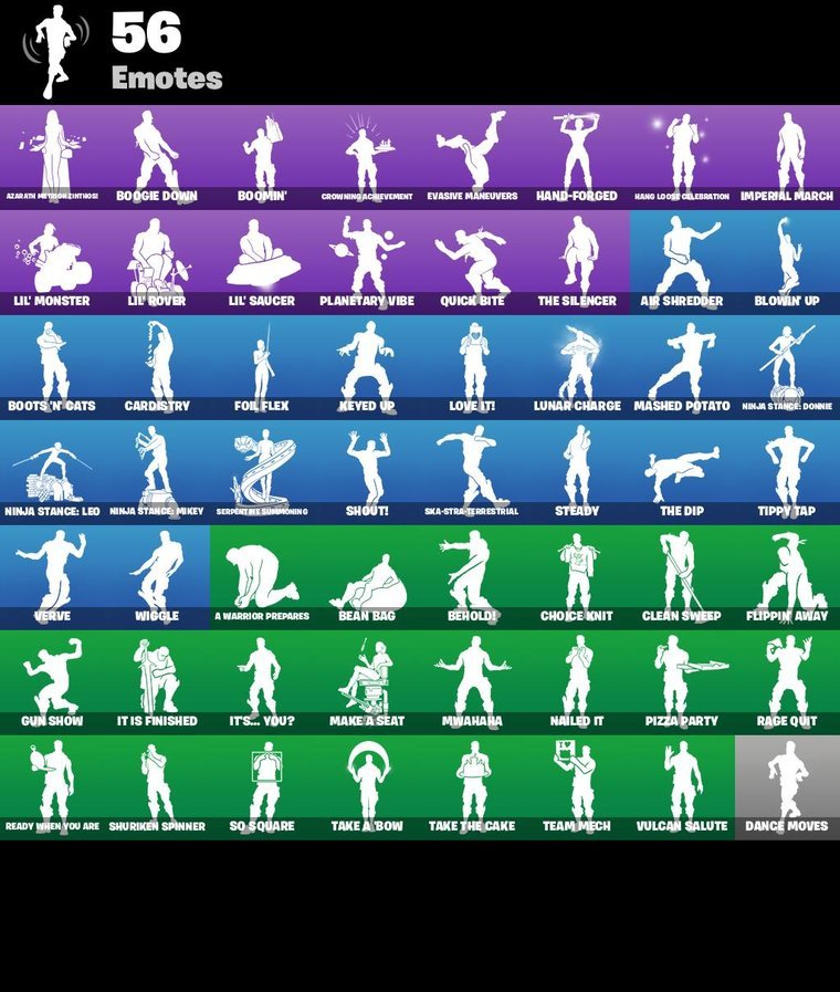 Emotes-Übersicht – Fortnite OG Account – 74 Skins | Wildcat | Fade | Kymera