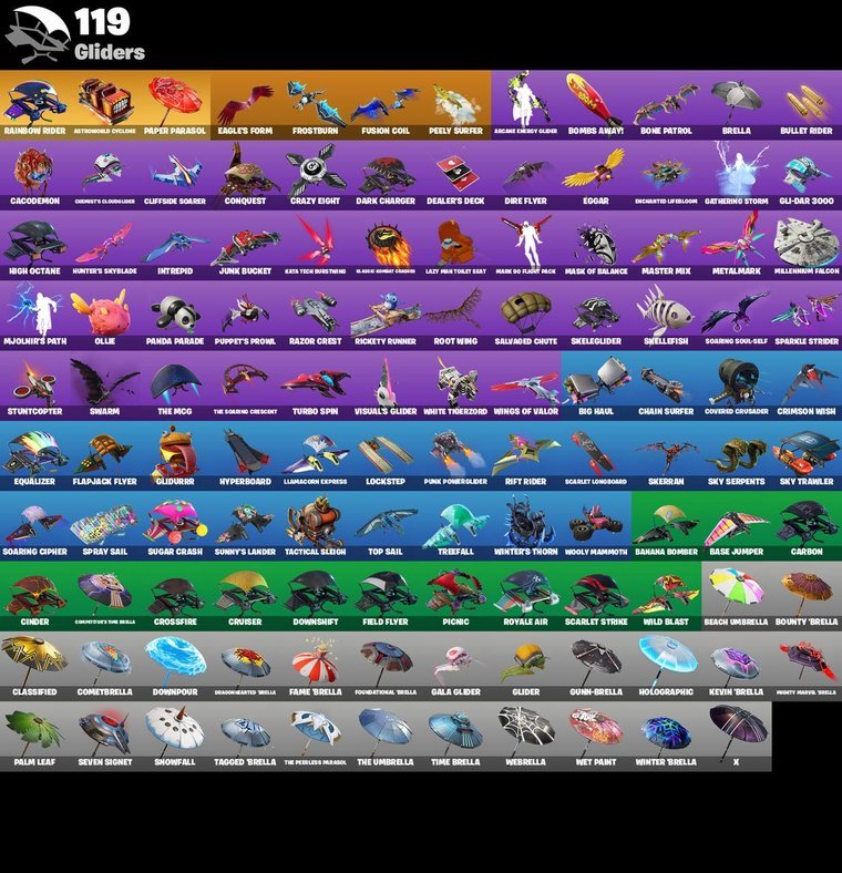 Gleiter-Übersicht – Fortnite OG Account – 100 Skins | The Reaper | Omega | Midas