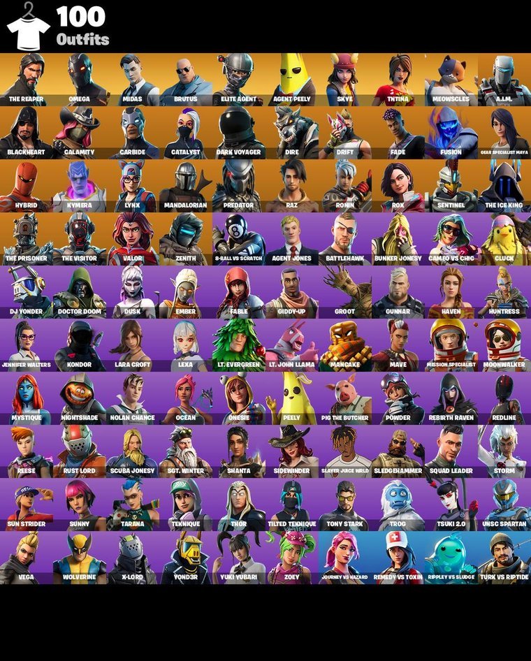 Skins-Übersicht – Fortnite OG Account – 100 Skins | The Reaper | Omega | Midas