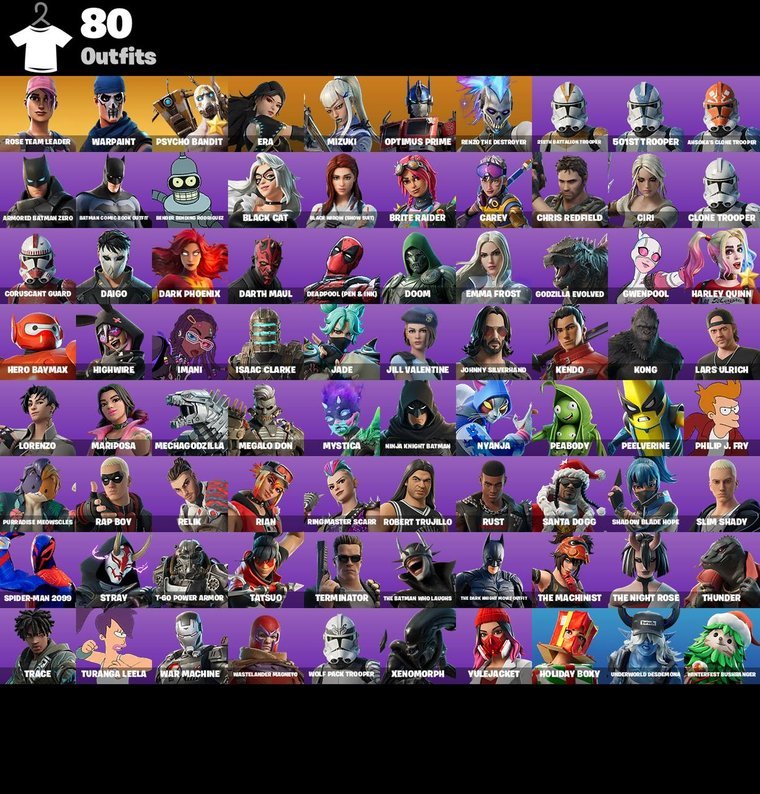 Fortnite OG Account – 80 Skins | Rose Team Leader | Warpaint | Psycho Bandit