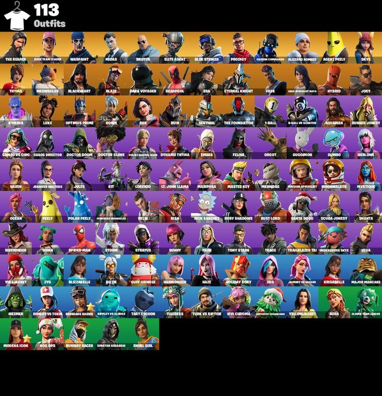 Fortnite OG Account – 113 Skins | The Reaper | Rose Team Leader | Warpaint
