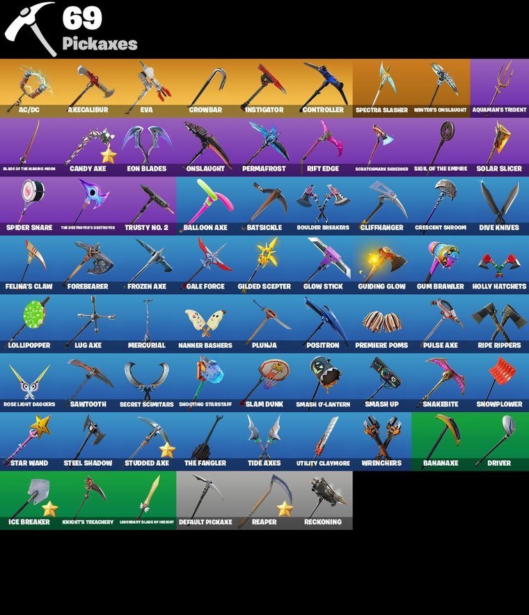 Visão geral das picaretas – Conta Fortnite OG – 68 skins | Black Knight | Sparkle Specialist | Blue Squire