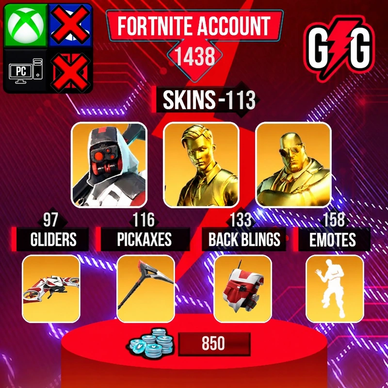 Fortnite OG compte - 113 Skins / Double Helix / Gold Midas / Gold Brutus