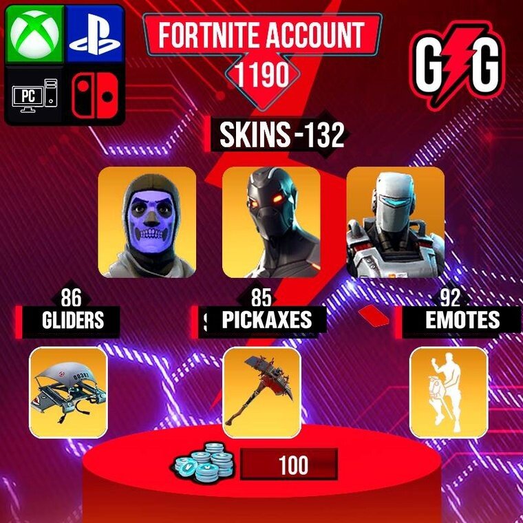 Fortnite OG Account – 132 Skins | OG Skull Trooper | Omega | A.I.M.