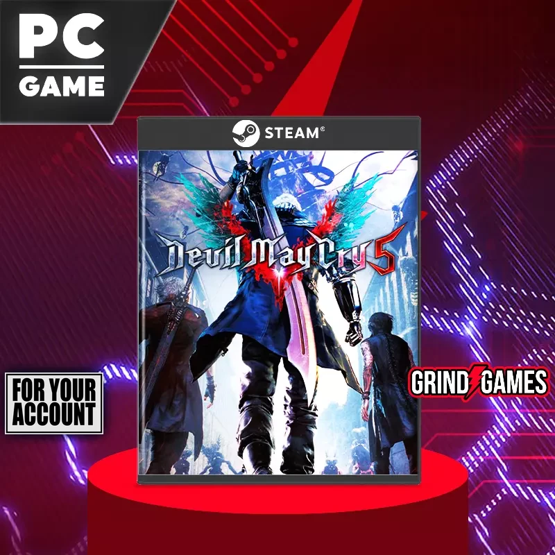 Devil May Cry 5 PC game on a red pedestal