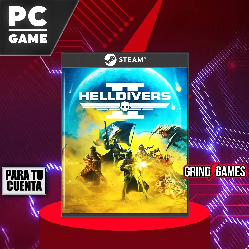 Portada de Helldivers II para PC con soldados de ciencia ficción.