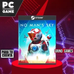 Caja de No Man's Sky para PC sobre fondo rojo
