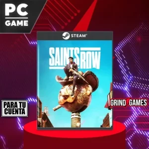 Portada del juego Saints Row para PC sobre un pedestal rojo