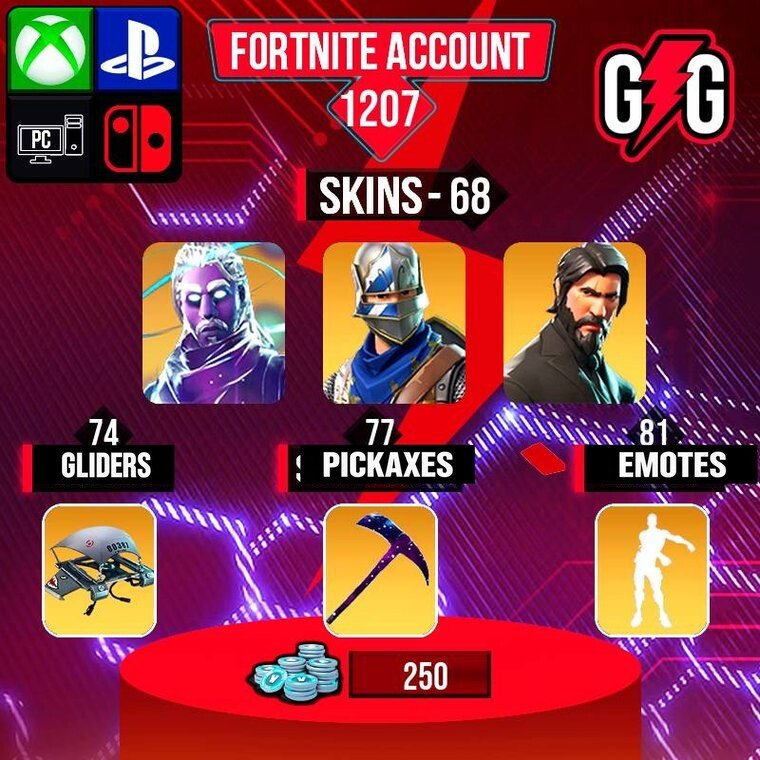 Fortnite OG Account – 68 Skins | Galaxy | Blue Squire | The Reaper